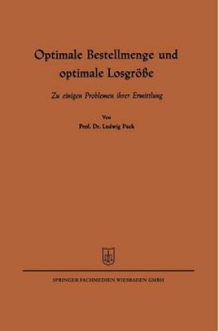 Cover of Optimale Bestellmenge und optimale Losgröße