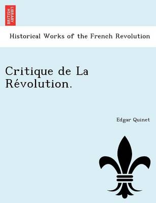 Book cover for Critique de La Révolution.