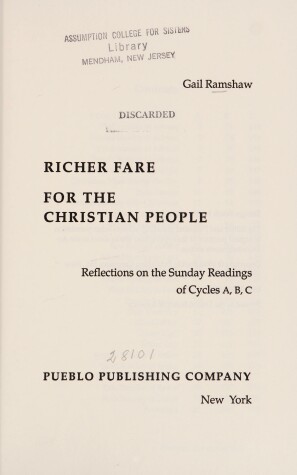 Book cover for Richer Fare for the Christian People