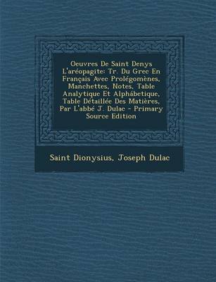 Book cover for Oeuvres de Saint Denys l'Areopagite