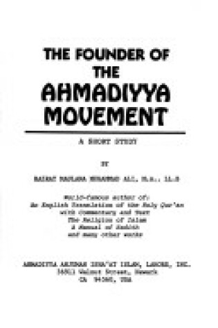 Cover of Founder of the Ahmadiyya Movement