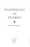 Book cover for Maximilian and Ju Arez