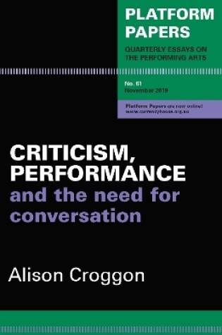 Cover of Platform Papers 61: Criticism, Performance and the Need for Conversation