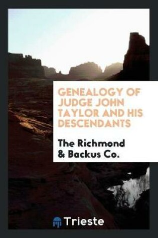Cover of Genealogy of Judge John Taylor and His Descendants