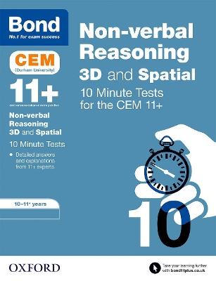 Cover of Bond 11+: CEM 3D Non-Verbal Reasoning 10 Minute Tests: Ready for the 2024 exam