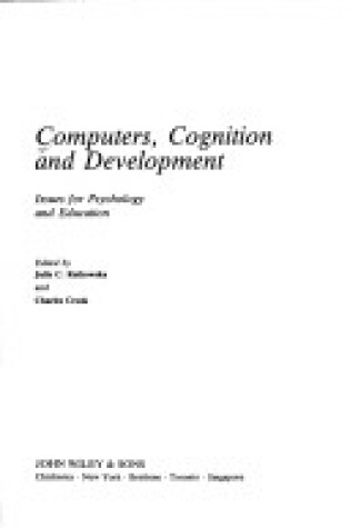 Cover of Computers Cognition and Development