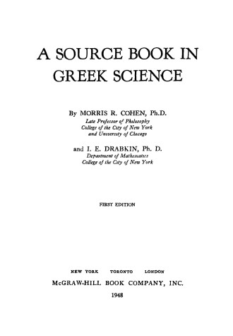 Book cover for A Source Book in Greek Science