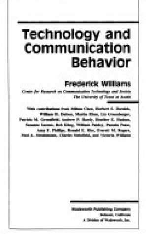 Cover of Technology and Communication Behaviour