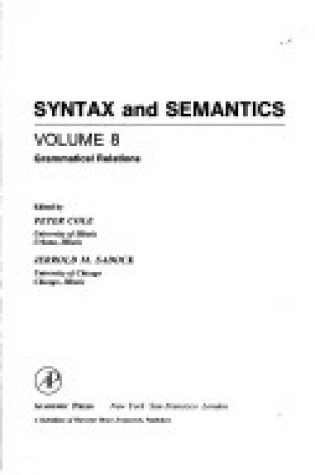 Cover of Syntax and Semantics