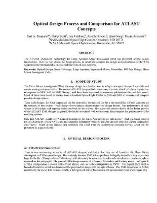 Book cover for Optical Design Process and Comparison for Atlast Concepts