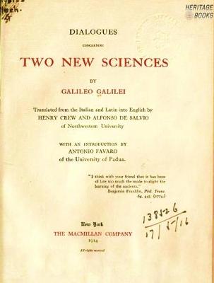 Book cover for Dialogues Concerning Two New Sciences of Galileo Galilei