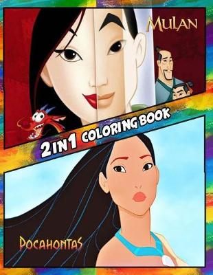 Book cover for 2 in 1 Coloring Book Mulan and Pocahontas