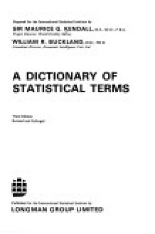 Cover of Dictionary of Statistical Terms