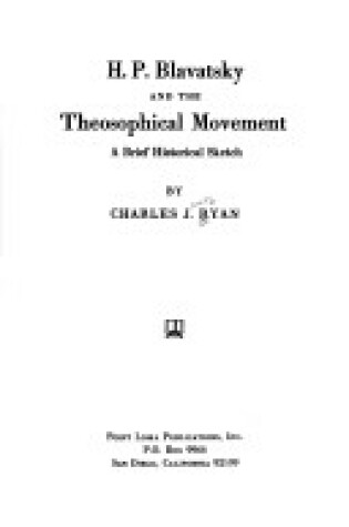 Cover of H.P.Blavatsky and the Theosophical Movement