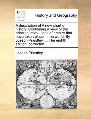 Book cover for A Description of a New Chart of History. Containing a View of the Principal Revolutions of Empire That Have Taken Place in the World. by Joseph Priestley, ... the Eighth Edition, Corrected.