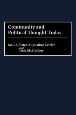 Cover of Community and Political Thought Today