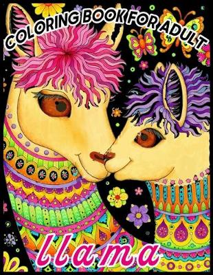 Book cover for llama COLORING BOOK FOR ADULT