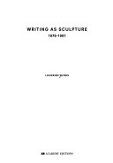 Book cover for Writing as Sculpture, 1978-87