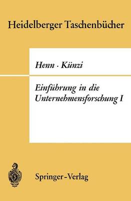 Cover of Einführung in die Unternehmensforschung I