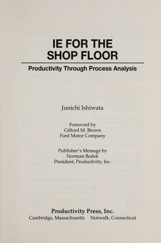 Cover of Ie for the Shop Floor 1