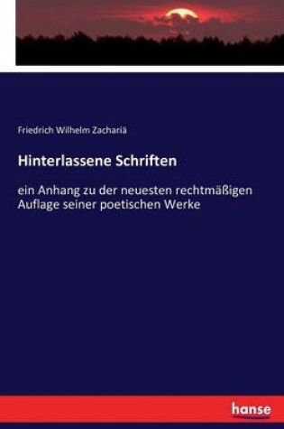 Cover of Hinterlassene Schriften