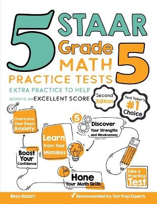 Book cover for 5 STAAR Grade 5 Math Practice Tests