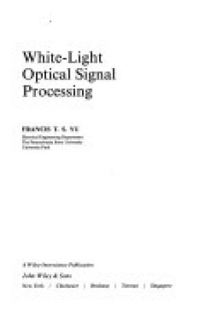 Cover of White Light Optical Signal Processing