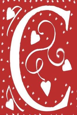 Book cover for Monogram Journal Letter C Hearts Love Red White