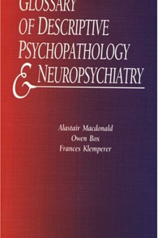 Cover of Glossary of Descriptive Psychiatry and Neuropsychiatry: pocketbook