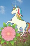 Book cover for Pink Flowers Cute Rainbow Unicorn Cover Girl Composition Wide-ruled blank line School Notebooks
