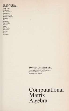 Book cover for Computational Matrix Algebra