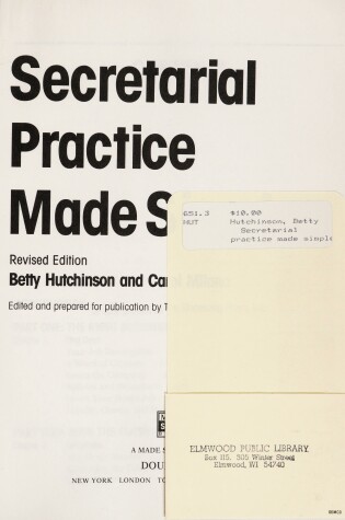 Cover of Secretarial Practice Made Simple- Revis