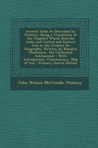 Cover of Ancient India as Described by Ptolemy