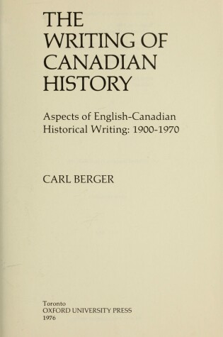 Cover of Writ Canadian Hist 1900-70