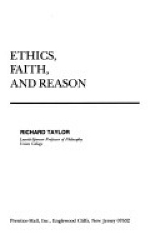 Cover of Ethics, Faith and Reason