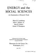 Cover of Energy and the Social Sciences