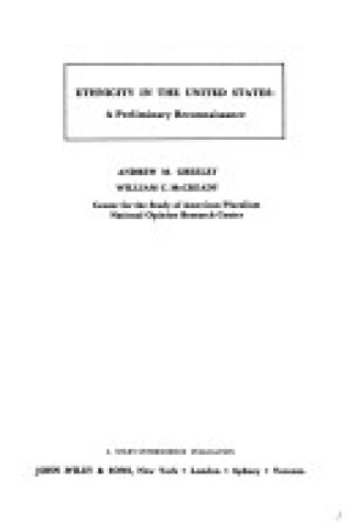 Cover of Ethnicity in the United States