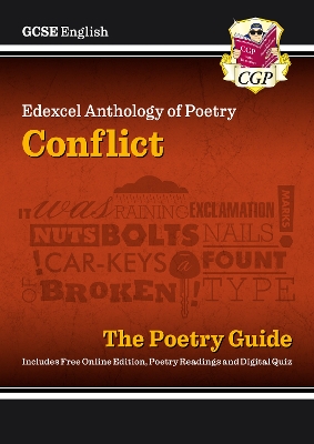 Book cover for GCSE English Edexcel Poetry Guide - Conflict Anthology includes Online Edition, Audio & Quizzes