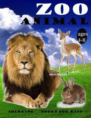 Book cover for zoo animal coloring books for kids ages 4-8