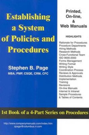 Cover of Establishing a System of Policies and Procedures