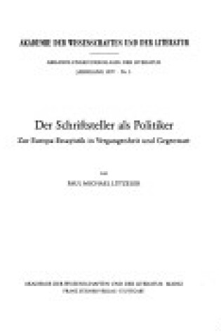 Cover of Der Schriftsteller ALS Politiker