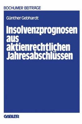 Cover of Insolvenzprognosen aus aktienrechtlichen Jahresabschlüssen