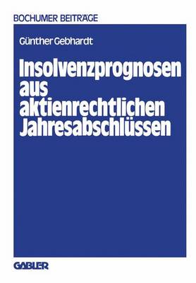 Book cover for Insolvenzprognosen aus aktienrechtlichen Jahresabschlüssen