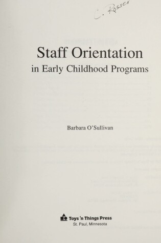 Cover of Staff Orientation in Early Childhood Programs