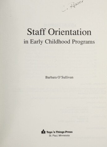 Book cover for Staff Orientation in Early Childhood Programs