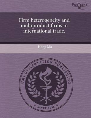 Book cover for Firm Heterogeneity and Multiproduct Firms in International Trade