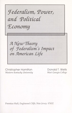 Book cover for Federalism, Power, and Political Economy