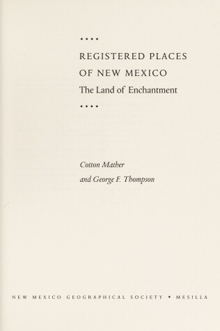 Book cover for Registered Places of New Mexico