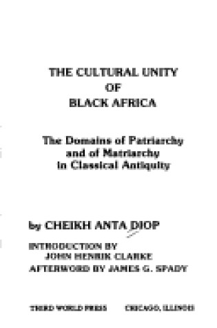 Cover of The Cultural Unity of Black Africa