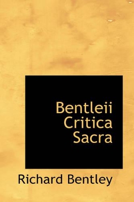 Book cover for Bentleii Critica Sacra
